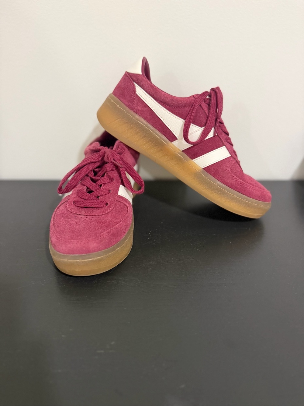 Gola Grandslam Suede Sneakers Burgundy & Gum Sole